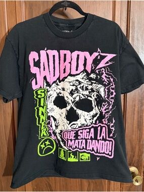 SAD BOYZ by Junior H Skull Black T-Shirt
Size L
